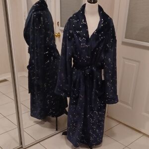 2/$50 New Starry Night Blue Fleece Robe - Size L/XL